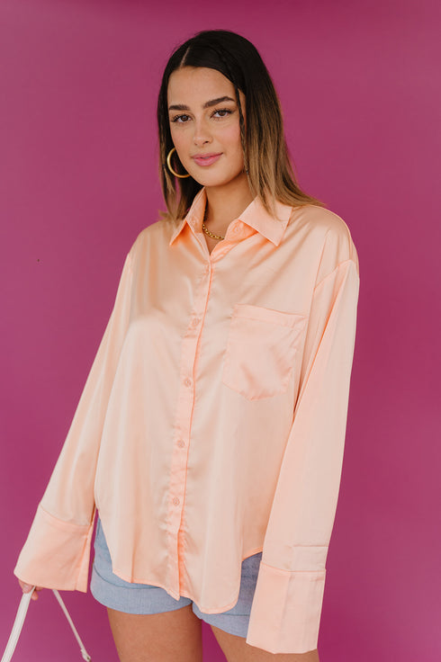 Satin Summer Top// Peach